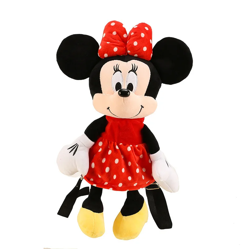 Disney-Mochila De felpa de Mickey y Minnie para niña, bolso suave de dibujos animados, bolsa de almacenamiento de Anime, regalo de cumpleaños