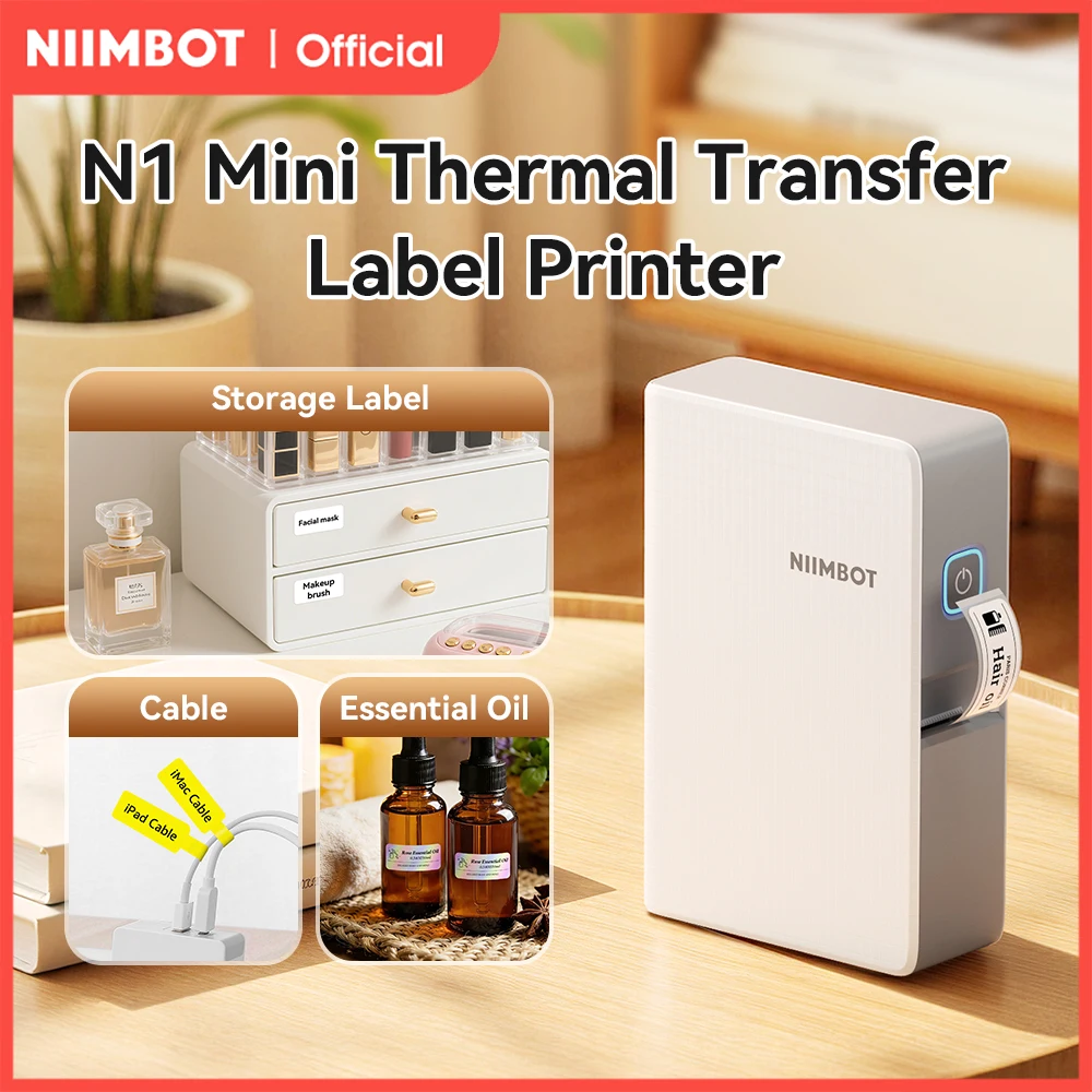 NIIMBOT N1/B18 Mini Portable Label Printer Thermal Transfer Pocket Label Maker With Long Life Ribbon And PET Stickers Gift