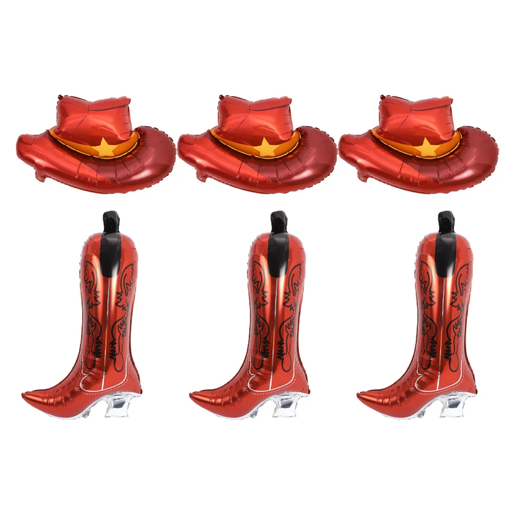 

6Pcs Western Birthday Cowboy Hat Boot Foil Balloons Party Decorations Western Theme Bachelorette Supplies Cowgirl Foil Balloon
