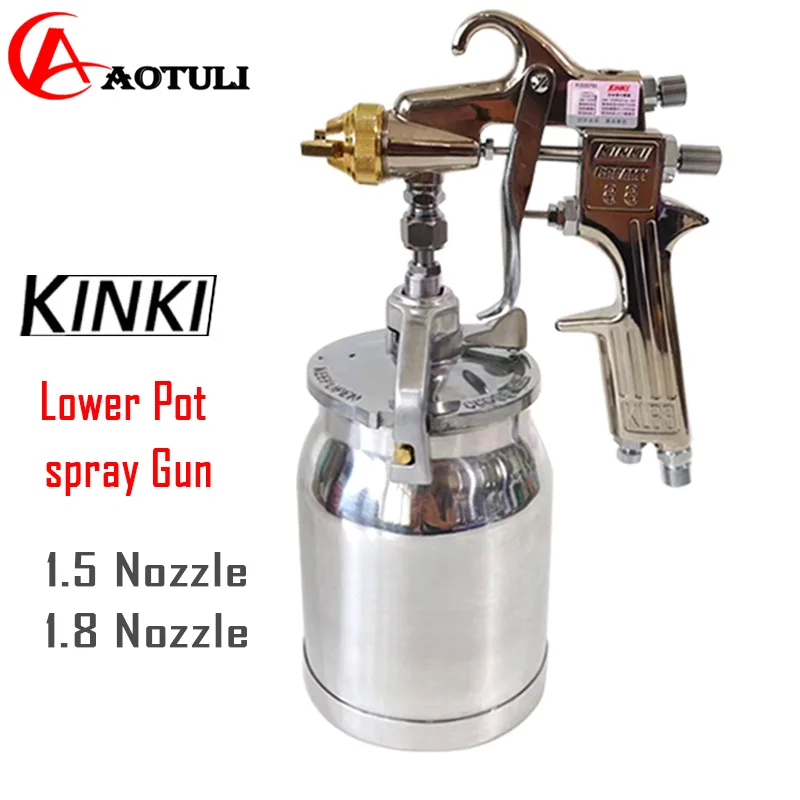 Paint Spray Gun KINKI Traditional Lower Pot spray Gun 1.5mm/1.8mm Nozzle Automotive High-pressure Pneumatic Spray Gun