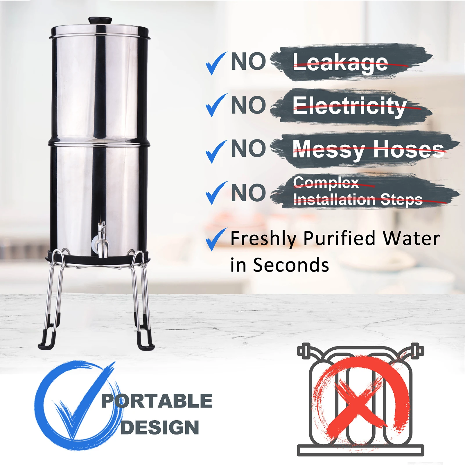 1 جالون نظام تصفية المياه نظام تصفية المياه 1 جالون الفولاذ المقاوم للصدأ كونترتوب نظام مع مرشحات نظام تصفية المياه عدة