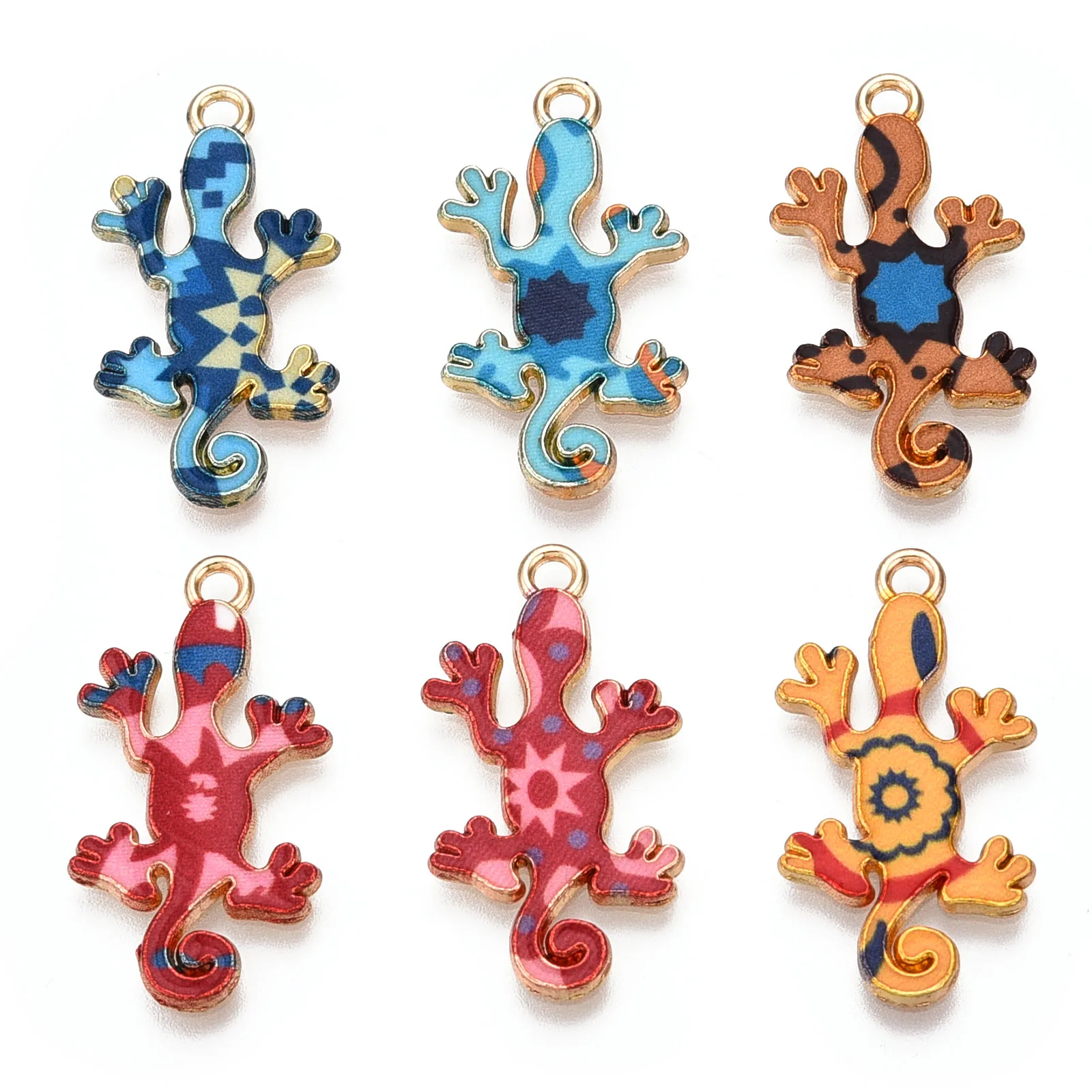 

100pcs Enamel Gecko Charms Colorful Alloy Lizard Animal Pendants for Keychain Necklace Jewelry Making Accessories