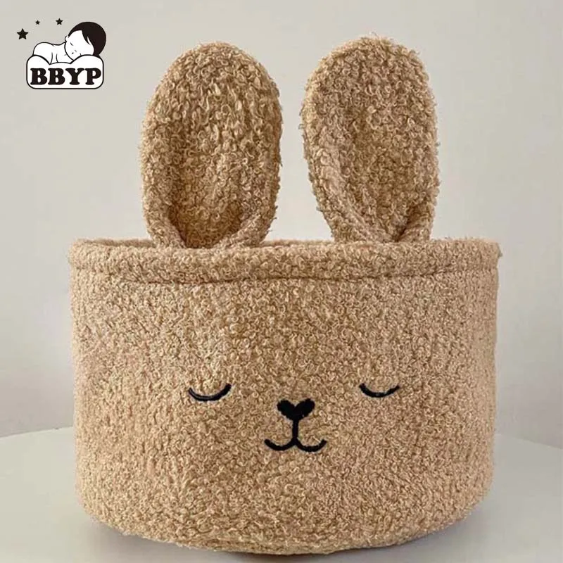 Cartoon Bear Soft Plush Sundries Storage Baskets Multi-Purpose Rabbit Ears Organizer diaper storage Bag Cute Embroidery Toys Sto