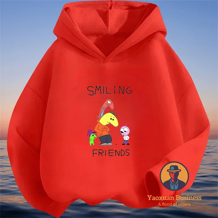 

Stylish Smiling Friends Season Little Boys Girls Hoodie Cute Cartoon Print Windproof Warm Autumn Winter New​