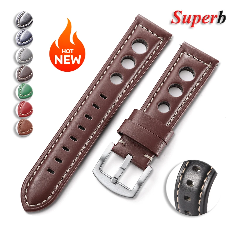 

Vintage Cowhide Leather Watch Strap 20mm 22mm 24mm 26mm Breathable Leather Watchband for Panerai Watch Accessories
