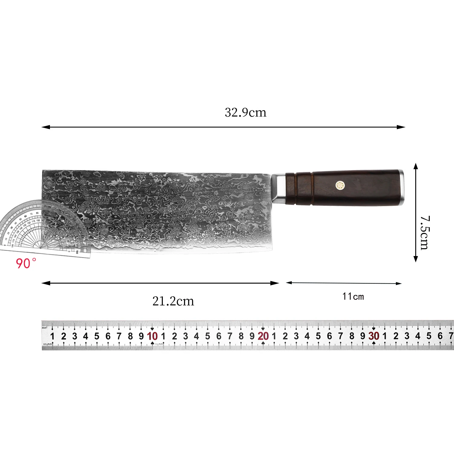 8 Inch Chinese Chef Knife Damascus Steel Blade Sharp Slicing Cleaver Handmade Forged Kitchen Knives For Cutting Vegetables Meat