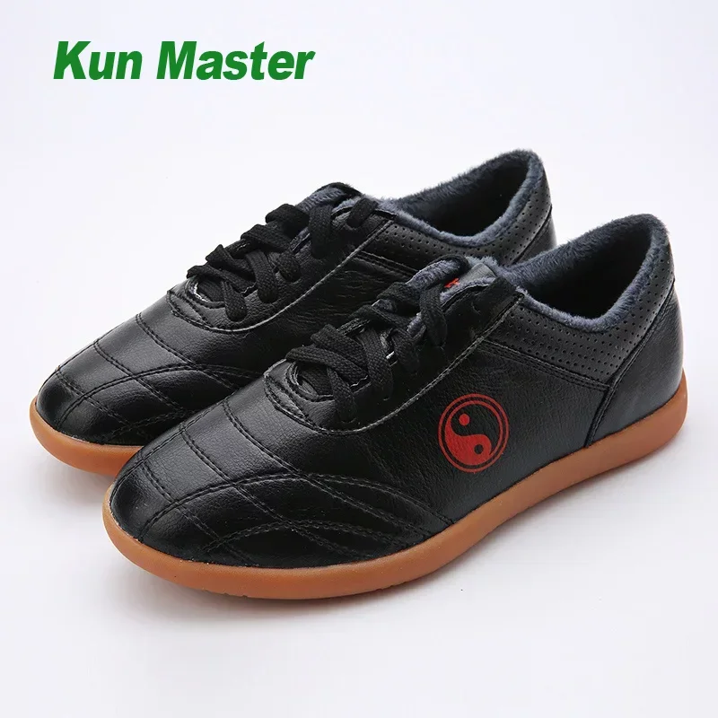 Samurai Dragon Taiji Schoenen Vrouwen Lederen Zachte Rib Zolen Martial Arts Schoenen Mannen Herfst En Winter Ademend Taijiquan Training