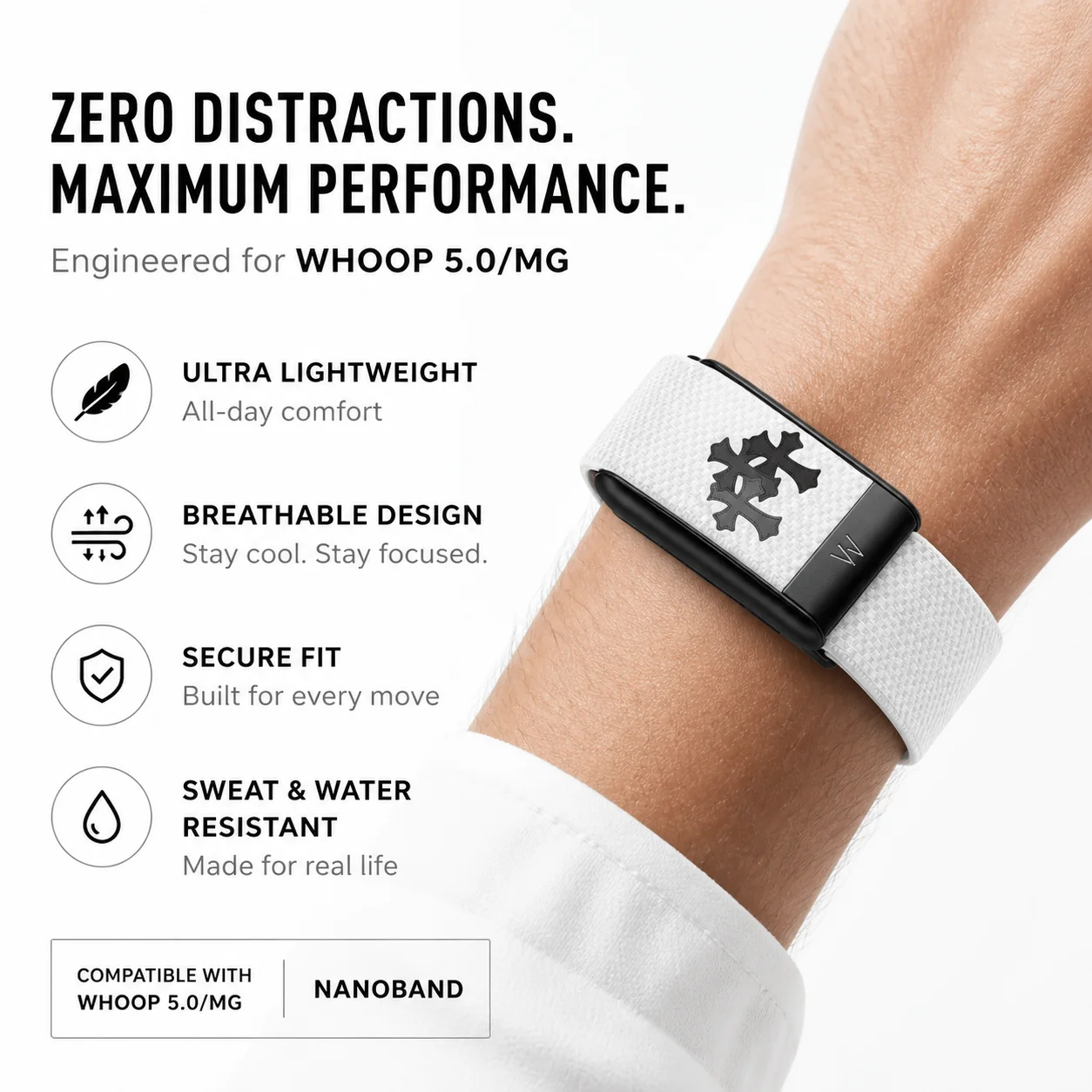 For WHOOP 5.0 MG Cross Pattern Nylon Woven Strap Metal U Buckle Replacement Wristband Sport Fitness Tracker Band