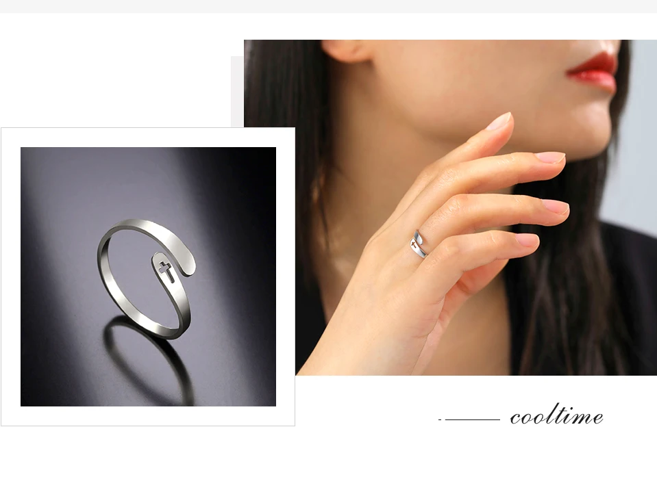 COOLTIME Kreuz-Edelstahlringe für Frauen, verstellbare Größe, Ring, Schmuck, Verlobung, Jahrestag, Geschenk, 2026, Neu – Detail 13