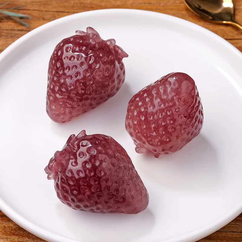 Natural Strawberry Quartz Crystal Strawberry Figurine Energy Stone Home Decoration Reiki Healing Spiritual Meditation Witchcraft