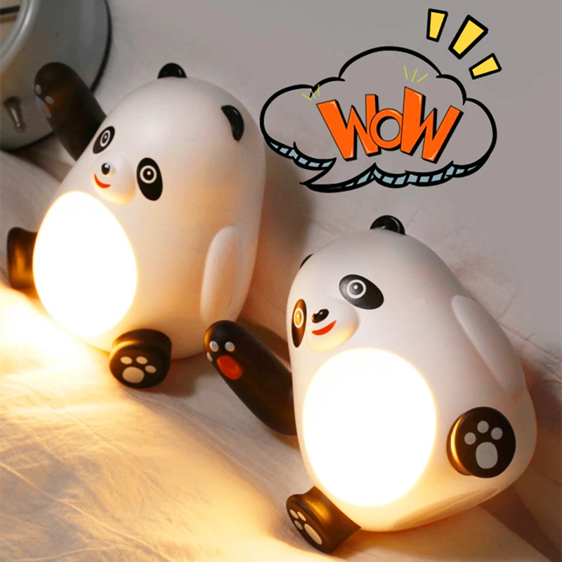 Panda LED Night Light for Children's Bedroom, Carregamento USB, Bedside Warm Light, Proteção para os olhos, Abajur, Decoração do quarto, Presente de aniversário