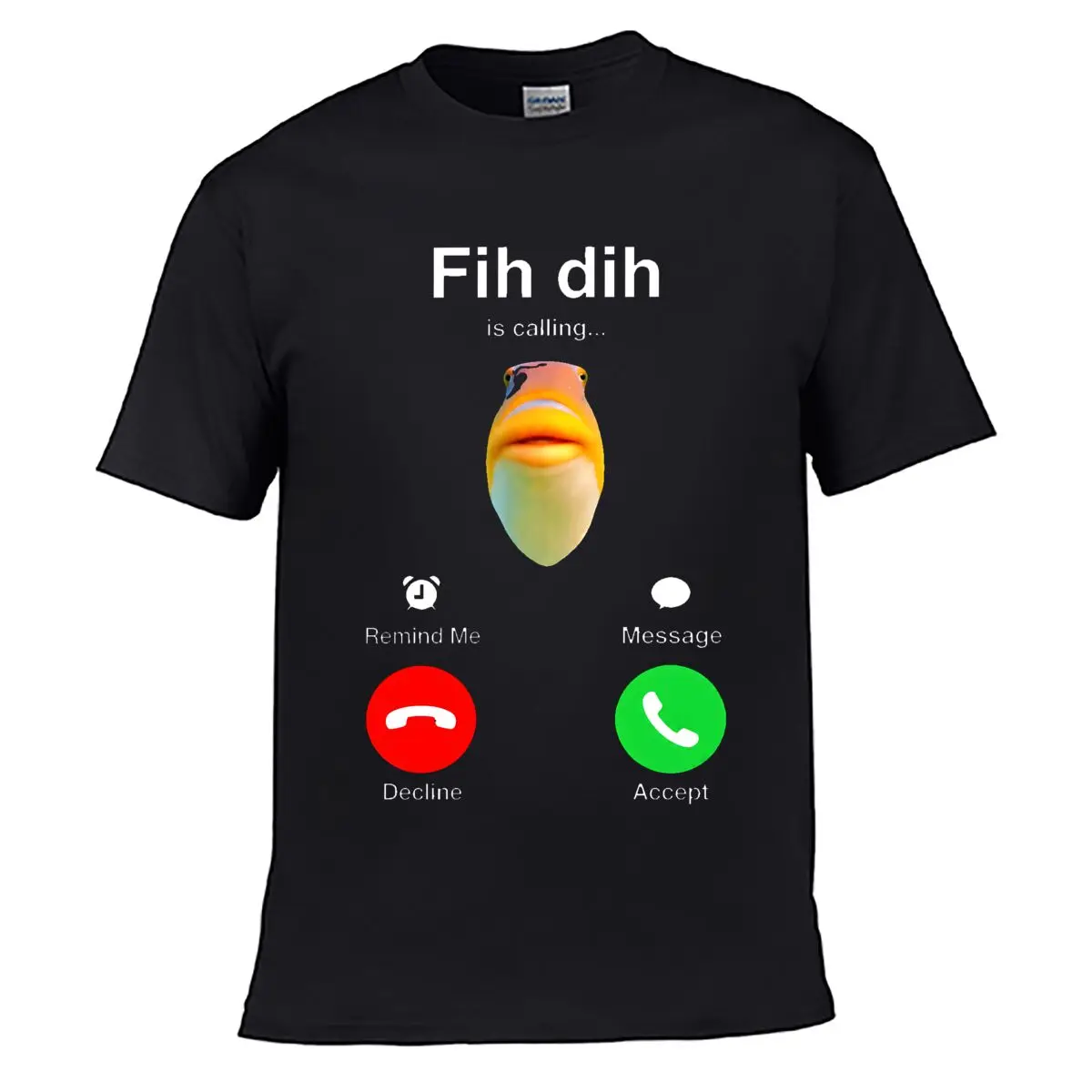 Fih Dih Calling Funny Fish Face Decline Accept Meme Men Summer Washed Tee Loose Distressed Top