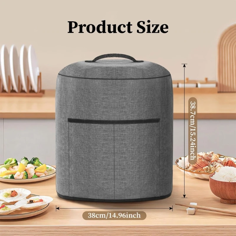 Air Fryers Cover ฝาครอบป้องกันฝุ่นพร้อมกระเป๋าและที่จับสำหรับหม้อหุงข้าวไฟฟ้าหม้อหุงข้าว