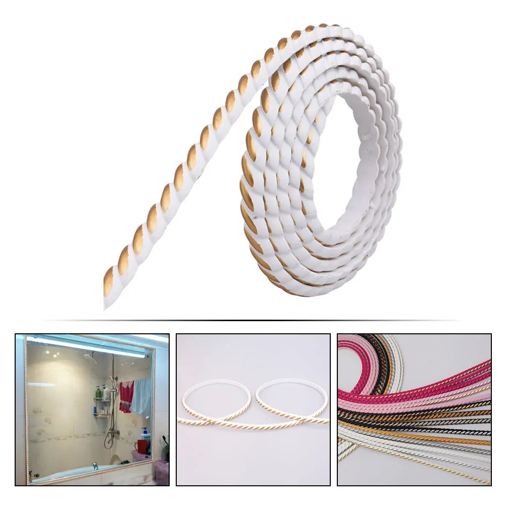 

PVC Decorative Molding Trim 10mm Wide 5M Self Adhesive Flexible Edging for Tiles Walls Corners Mirrors Background Wallpaper