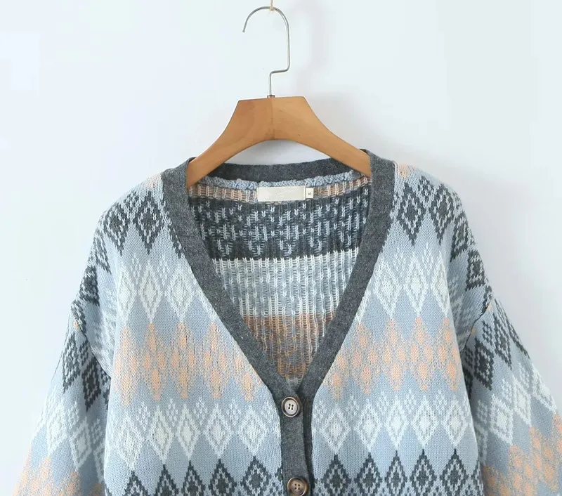 Withered 2024 Ethnic Style Vintage Jacquard Weave Knitted Cardigans Women Jacket Sweaters Tops