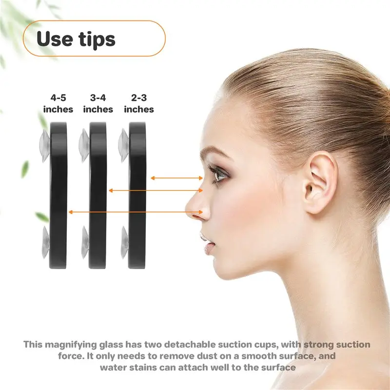 B23B 10X Makeup Mirror Magnifying Mirror With Two Suction Cups Makeup Tools Round Mirror Big Mirror Ten Times Magnification Blac