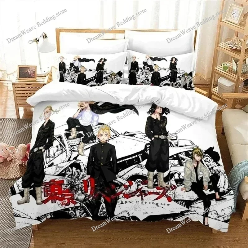 

Tokyo Revengers Luxury Bedding Set Japan Anime Cartoon Duvet Cover Set Comforter Bedspread Twin Single Size Printed Home Textile