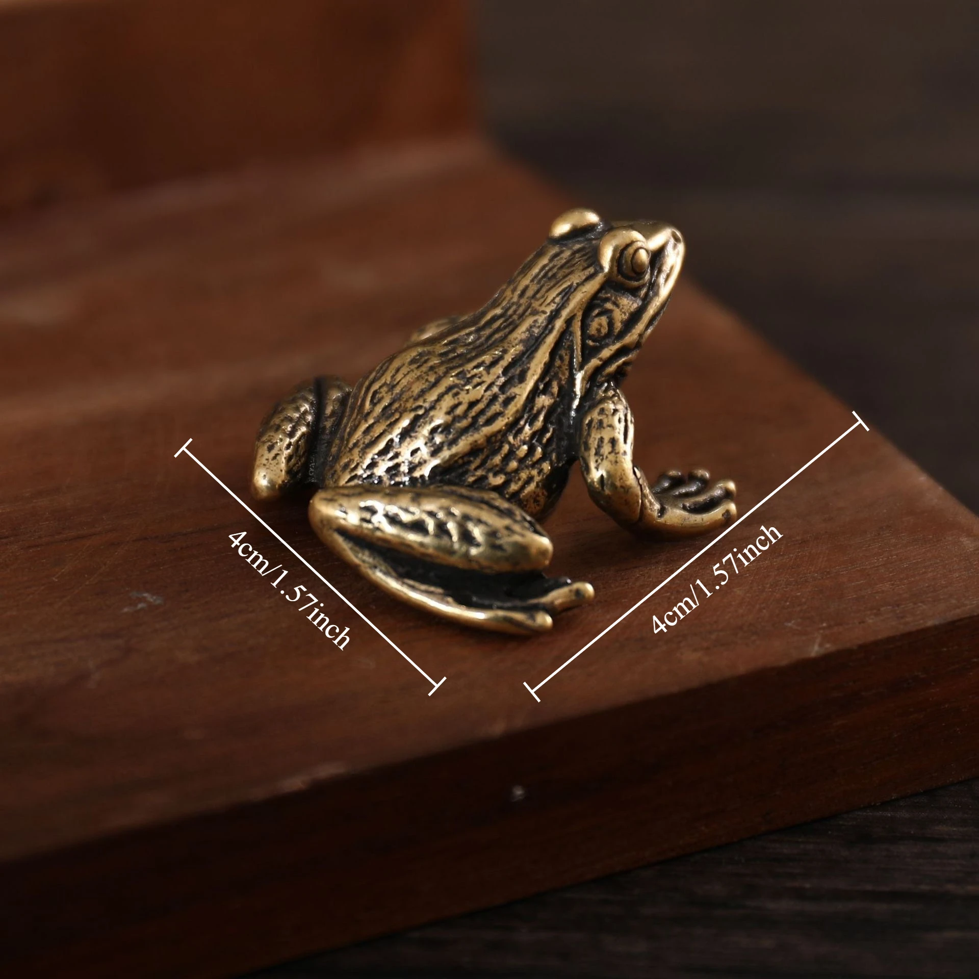Antique Brass Frog Mini Statue Lucky Feng Shui Ornament Small Copper Toad Figurine Desktop Home Decoration Wealth Craft Gift view 2