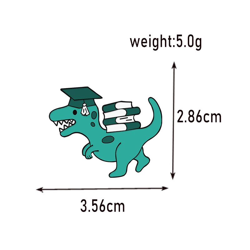 Funny Animal Enamel Pin Trendy Tyrannosaurus Learning Reading Books Dinosaur Brooches Men Women Cartoon Lapel Pins Badge Jewelry