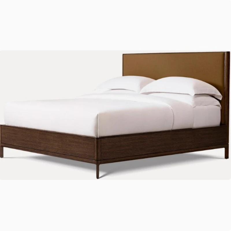 

American retro solid wood double bed, French oak soft bag master bedroom bed