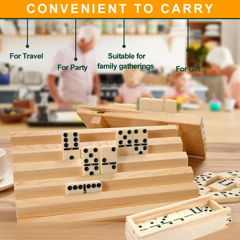مجموعة الدومينو للبالغين ألعاب الطاولة الكلاسيكية مجموعة مزدوجة 6 الدومينو 28 بلاط مع علبة خشبية للألعاب العائلية لـ Juegos De Mesa