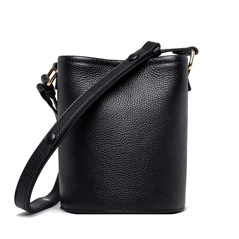 High quality Genuine Leather Mini Bucket Bag Women Handbag Female Phone Bag Ladies Luxury Cowhide Messenger Shoulder Sac