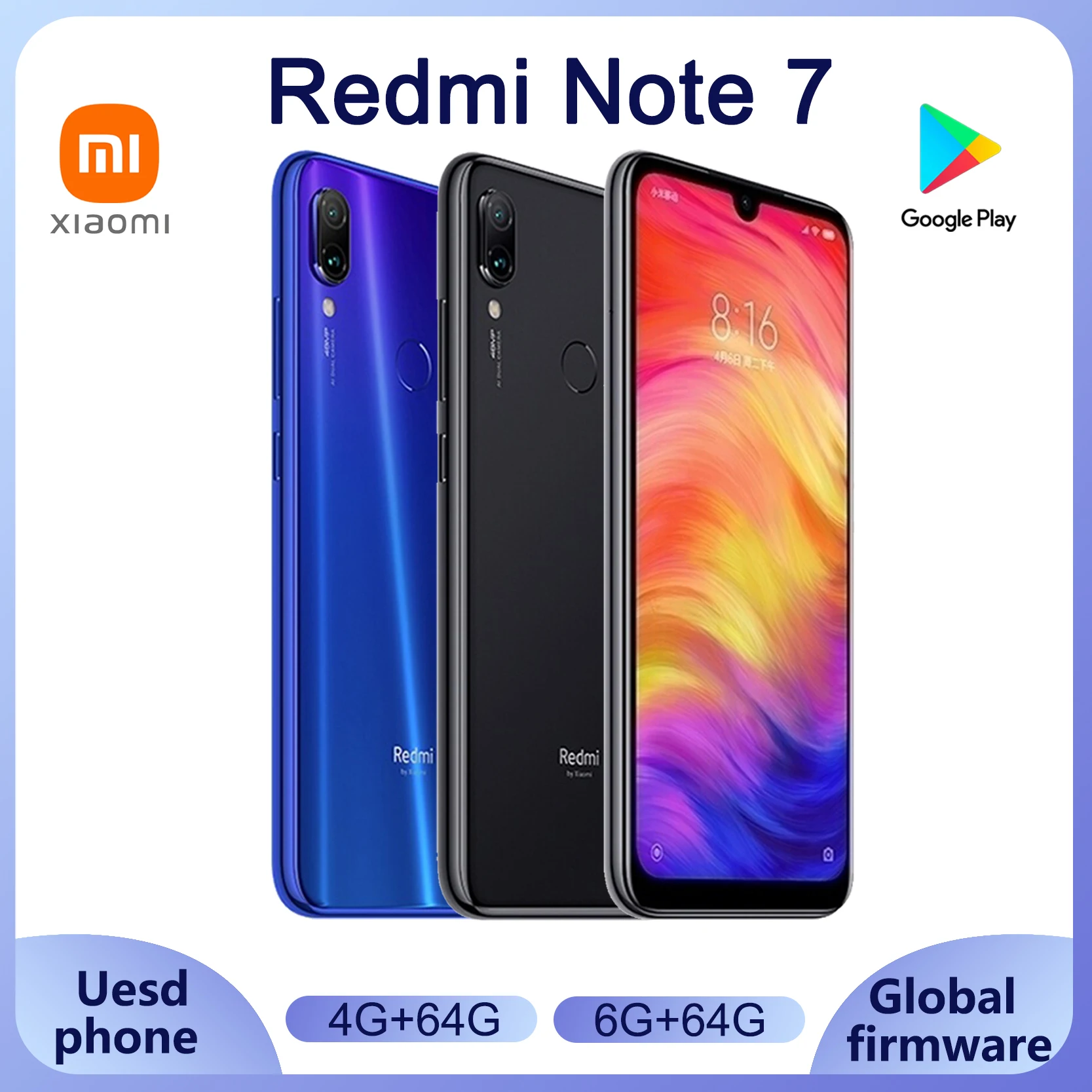 هاتف محمول Xiaomi-Redmi Note 7 ، هاتف ذكي أصلي ، هاتف مستعمل