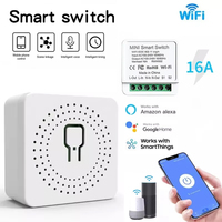 1/2/4/8Pcs Mini WiFi Smart Switch Module 2-Way Control Tuya 16A Switch Breaker Smart Life Control Work With Alexa Google Alice