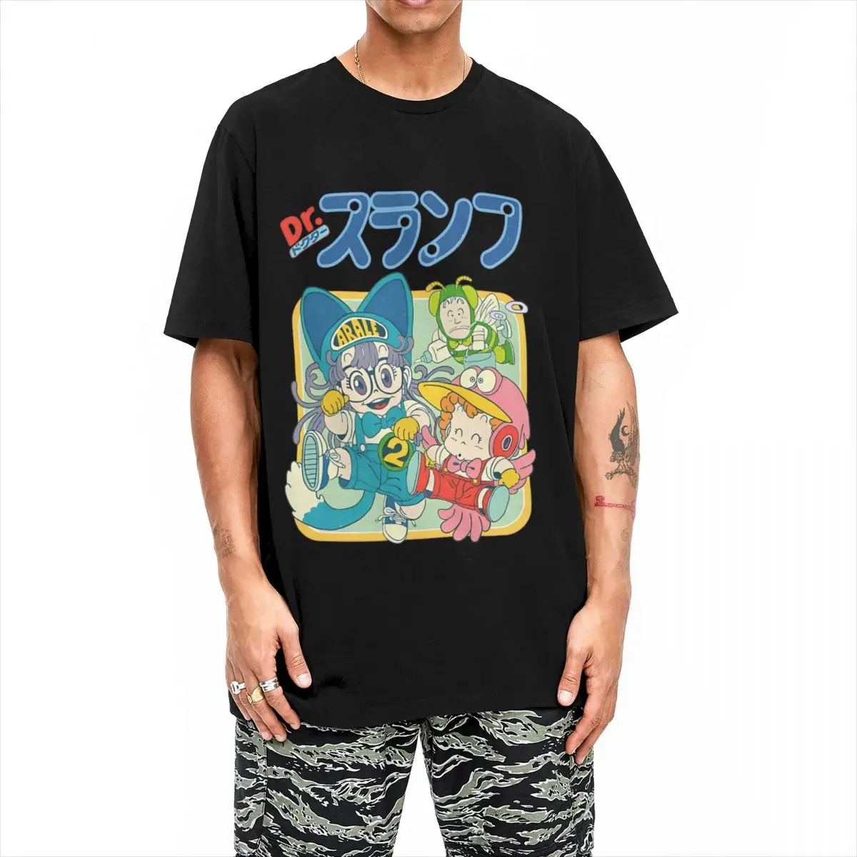 Arale Dr.Slump T Shirt Male Manga Retro Y2K Basic 100% Cotton T-Shirts Summer O-Neck Harajuku Tees Cheap Oversize Tops