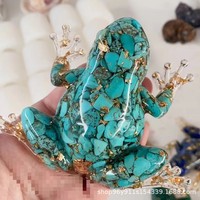 Resin Frog Decor with Crystal Pebbles - Cute Desktop Ornament, Car Dashboard Figurine, Unique Gift for Nature Lovers