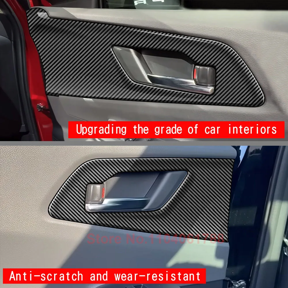 2PCS Carbon Fiber Look Piano Black Inner Door Panel Decorative Trim Cover Fit for For 2023 2024 Toyota Prius 60 Series LE/ XLE