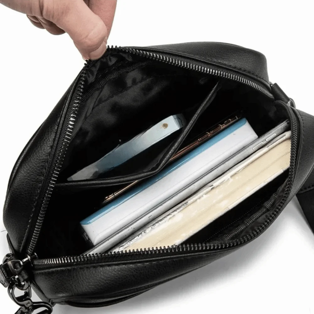 Bolsas masculinas de couro pu, bolsa crossbody preta com vários bolsos, bolsa mensageiro à prova d'água casual masculina, bolsa tipo estilingue para escritório