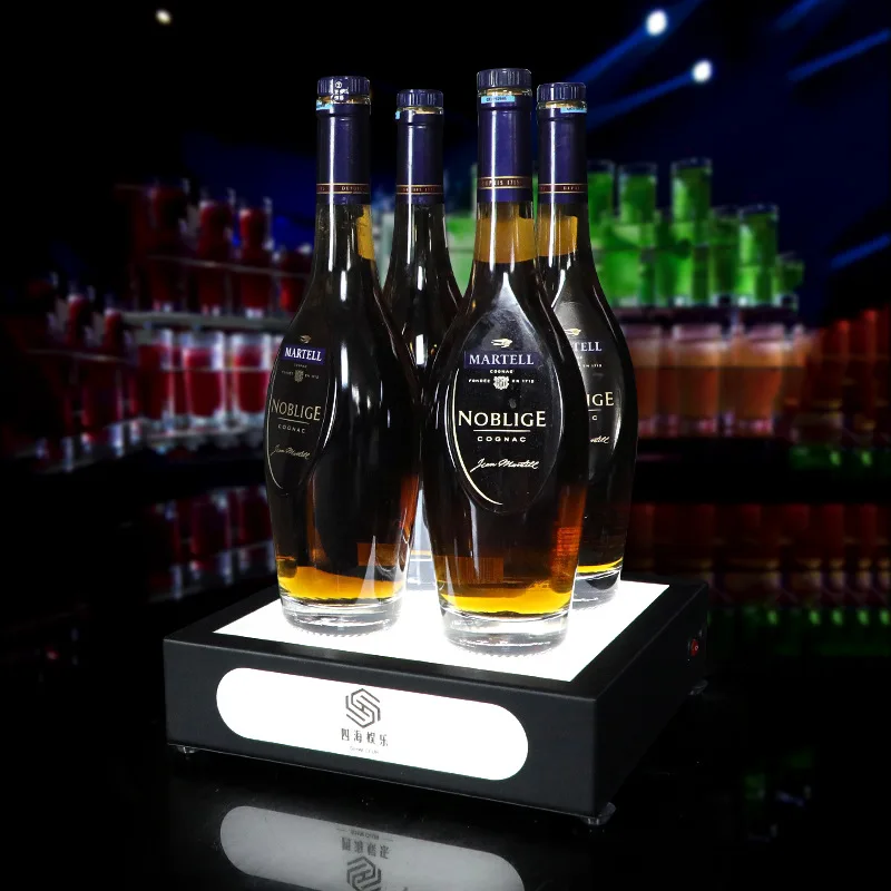 

Bar can be made logo luminous square wine stand KTV base display wine rack LED wrought iron XO champagne wine rack