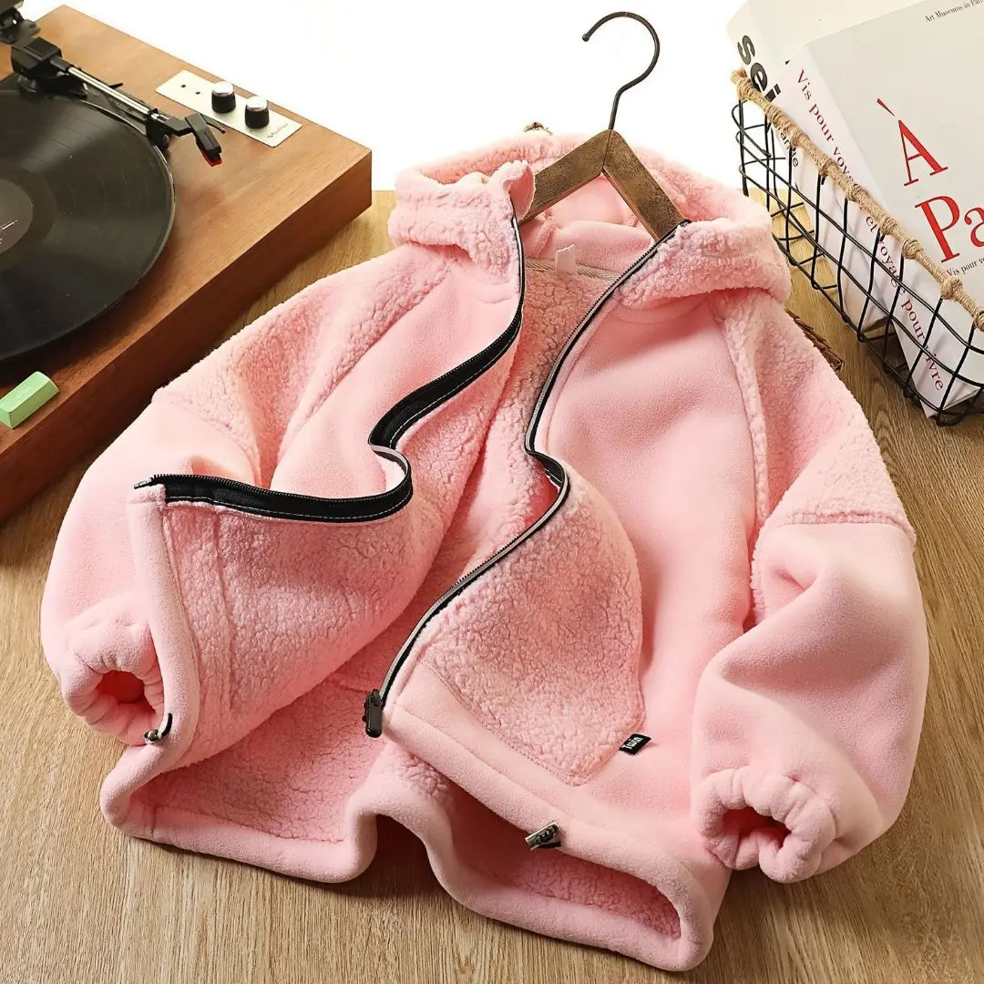 Boys Fleece CoatChildren's Thickened Jacket  Winter Warm Outerwear Autumn Kids Hooded Cotton Clothing 4-14 Years Old