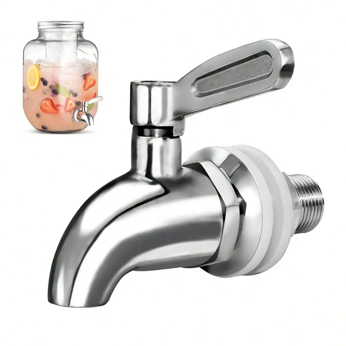 Leeseph Beverage Dispenser Replacement Spigot, Stainless Steel Dispenser Faucet Cold Beer Drink Juice Wine Barrel Faucet