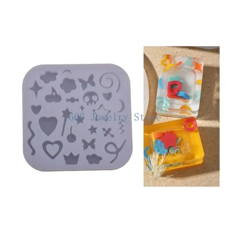 F2TD DIY Epoxy Resin Mold Shaker Molds Flower Bowknot Heart Shaped Silicone Mould