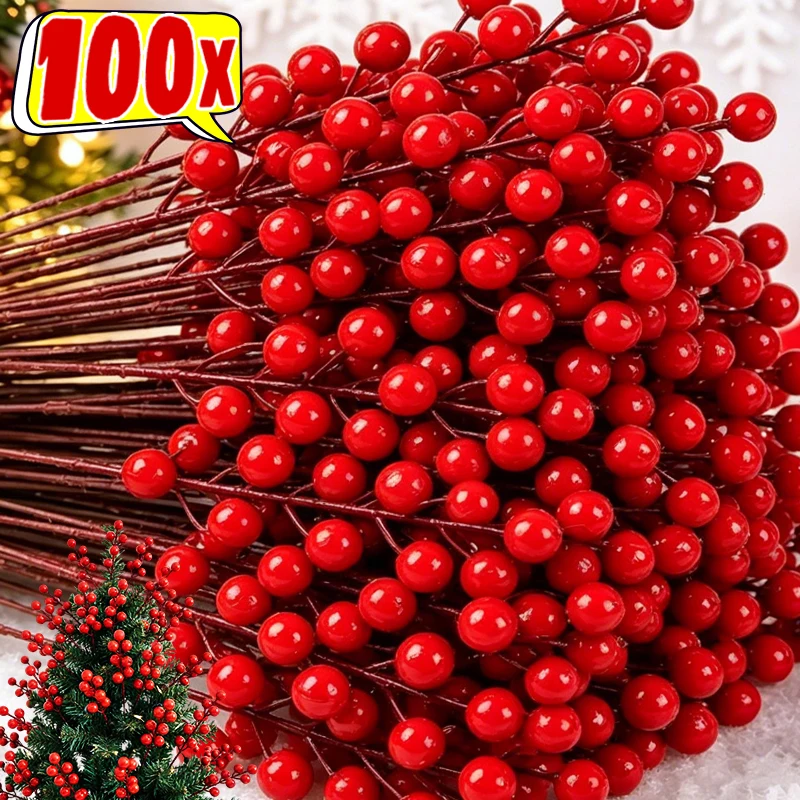 Christmas Wreath Fake - Künstliche rote Beeren Weihnachtsdekoration, künstliche rote