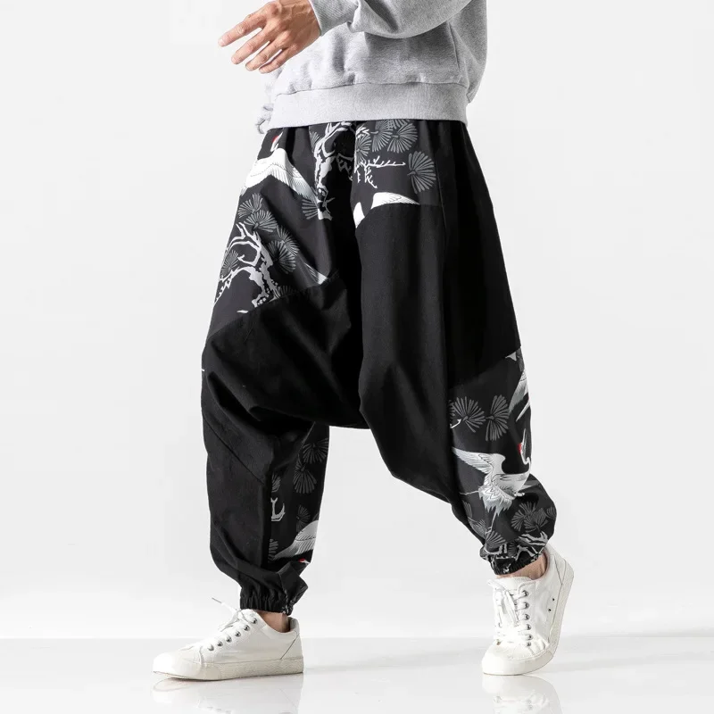 Chinese Style Harem Pants Streetwear Autumn Vintage Casual Sweatpants Hippie Pants Men Japanese Trousers Kimono Printed Pants