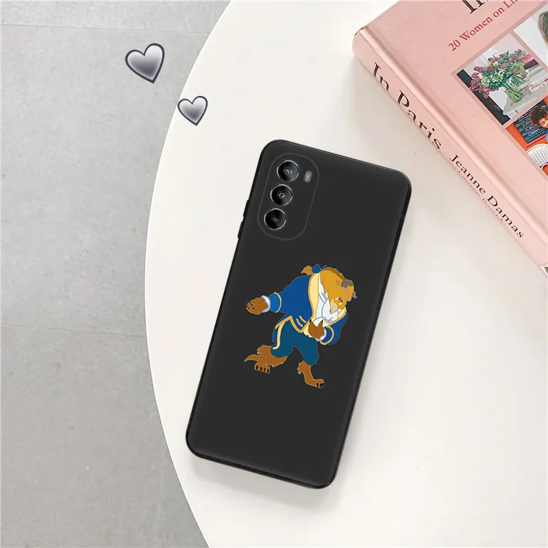 Soft Silicone Phone Case For Moto Edge 30 40 20 G9 G73 G53 G72 G52 G32 G22 G71 G60 G51 Beauty and the beast Rose Protect Cover