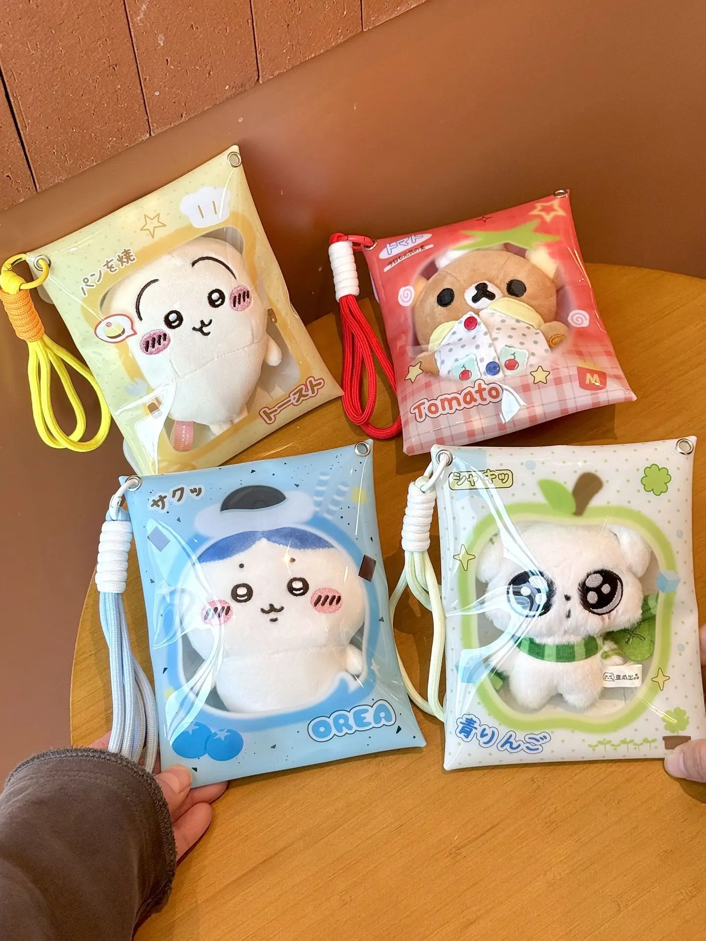 YT Pillow Doll Card Holder for Student ID and Campus Card, Transparent Window Polaroid Card Protector with Hand Strap, Coin Purs