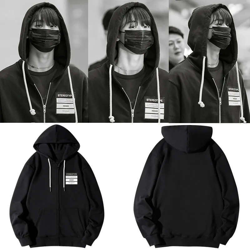 

Толстовка ASTRO Chanyeol на молнии, свободного кроя, из чистого хлопка, с принтом, мужская повседневная верхняя одежда для весны, осени и зимы