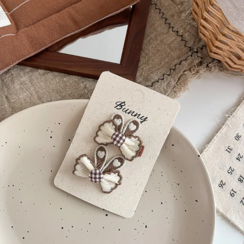 

Очаровательные бежевые заколки-крокодилы с ушками кролика и грибами для девочек, мягкие эластичные зажимы для челки без заломов, для повседневного использования