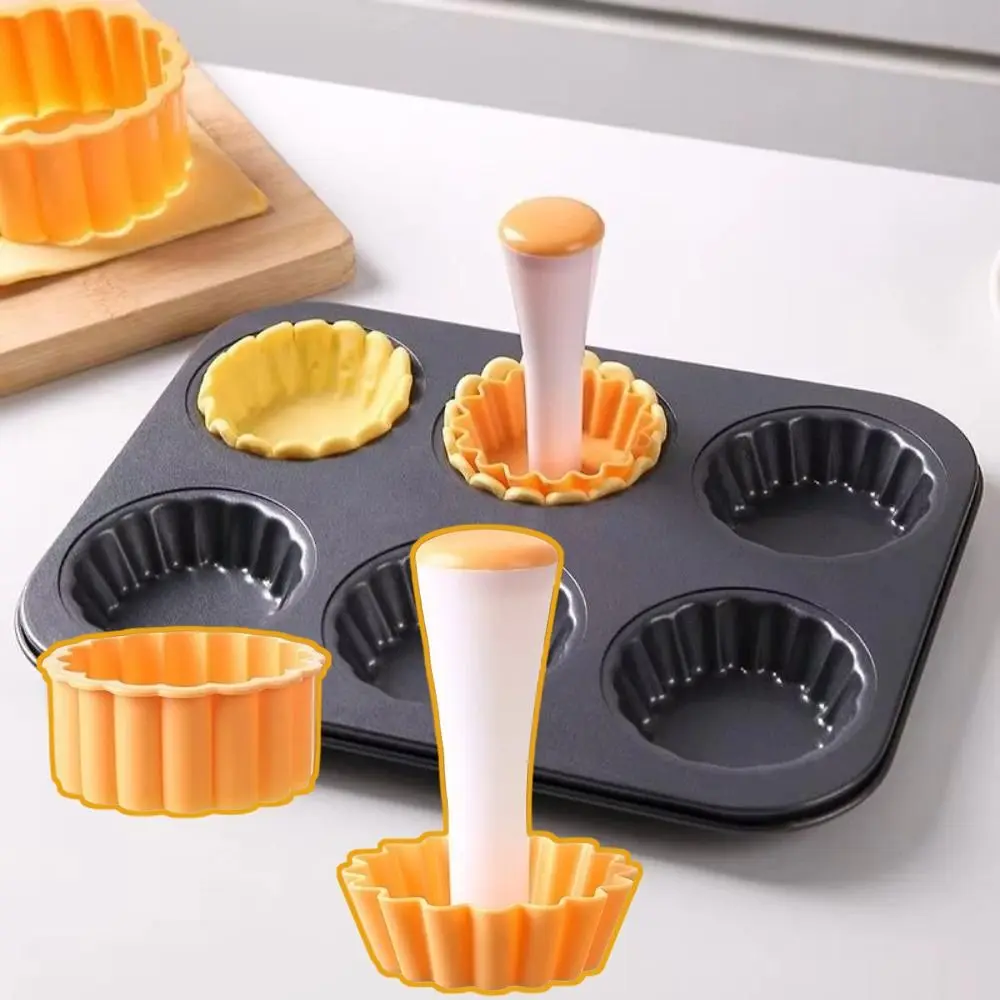 Non-Stick Tart Shell Mold Set Round Shape Smooth Surface Egg Tart Tamper Easy Demold Pastry Tart Shaper Baking Tart Press Mold