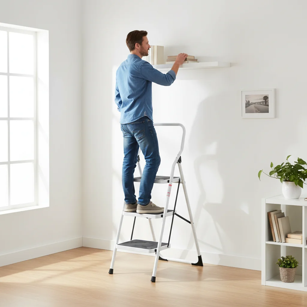 3 Steps Wide Steel Modern Telescopic Folding Step Ladders for Household Use
