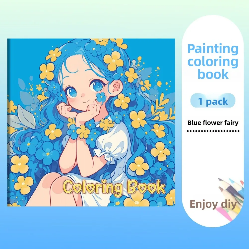 Flower Fairy Theme Coloring Book Creative DIY Graffiti Stress Relief Enhance Focus With Colored Pencils Drawing Notebook