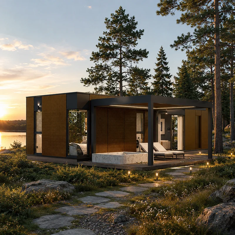 

Luxury Modular Prefab Tiny House Container Home Movable Apple Cabin Villa for Backyard Airbnb Vacation Rental Guest House Office