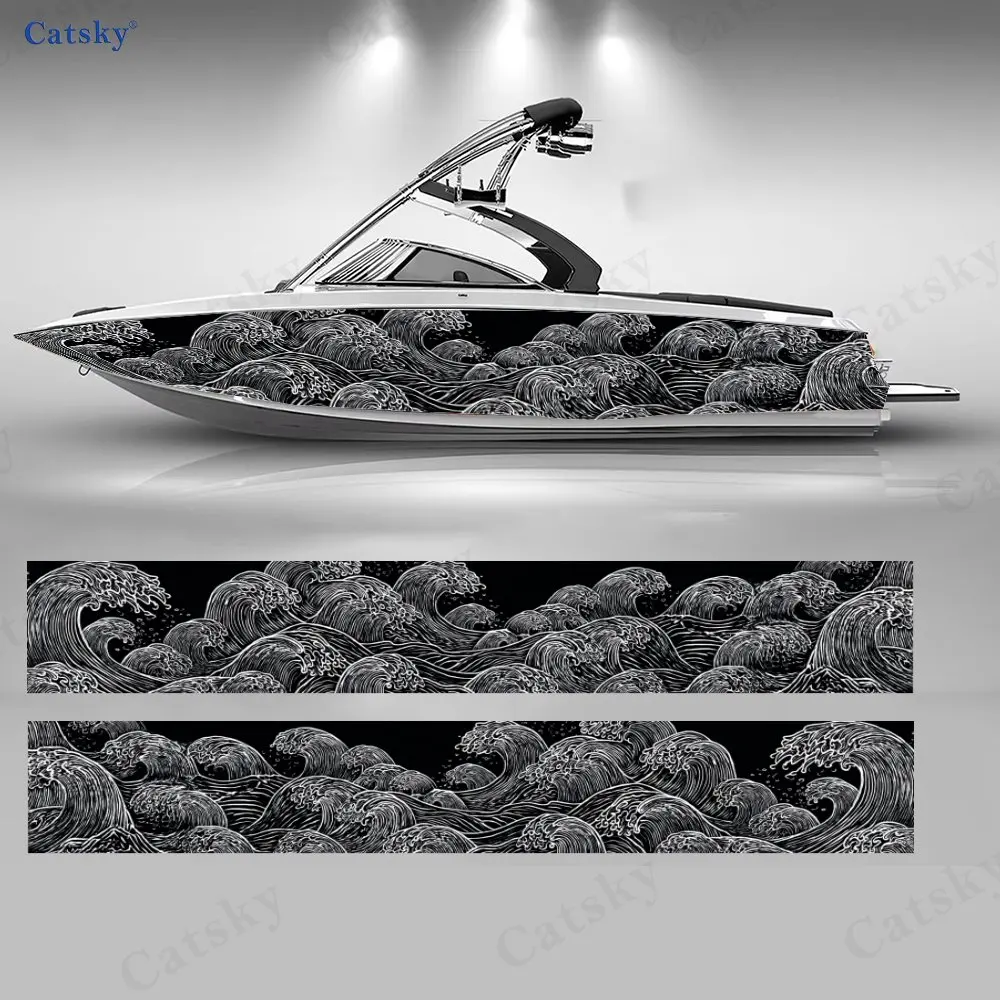 

2 шт. наклеек для лодок Indigo Wave, водонепроницаемые виниловые наклейки из ПВХ для рыболовных лодок, прочные и стильные.