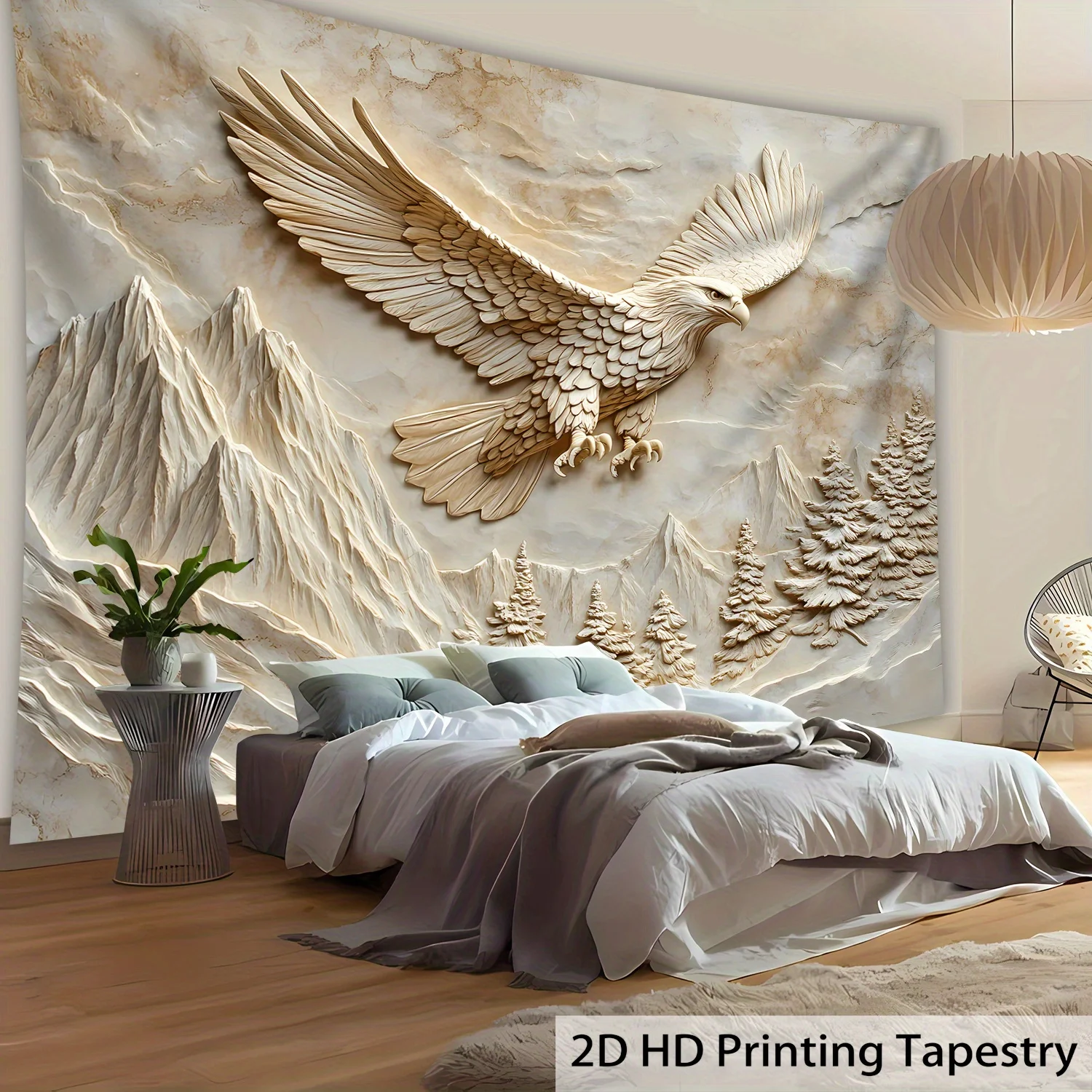 1pc - Ultra large size- 2D printing exquisite eagle relief Landscape Photo Huge Digital Printing Tapestry, Aesthetic High-Defini