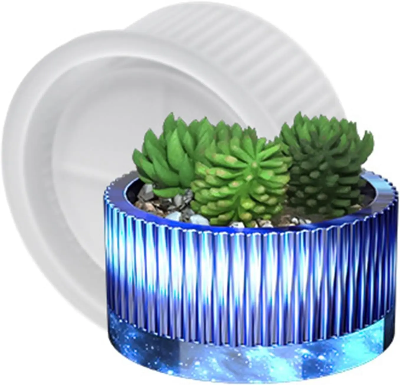 

Round Striped Concrete Flower Pot Silicone Mold Succulent Planter Vase Cement Clay Mold Plaster Epoxy Resin Storage Box Mould
