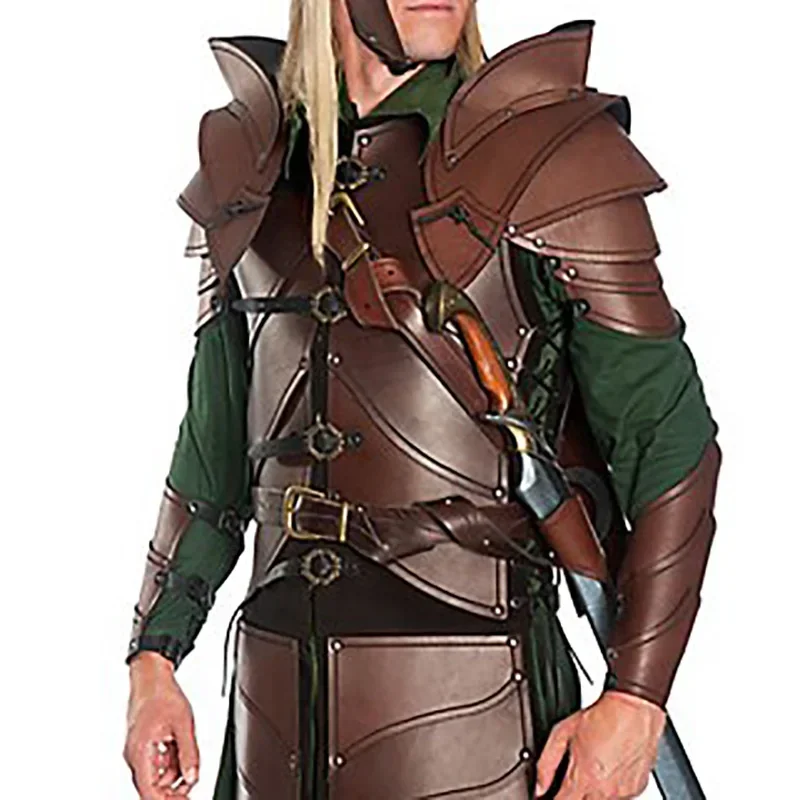Pauldrons de cuero para Halloween, armadura Medieval de doble hombro, Spaulders, elfo, arquero, caballero, disfraz de Cosplay, accesorios Larp para mujer Me E